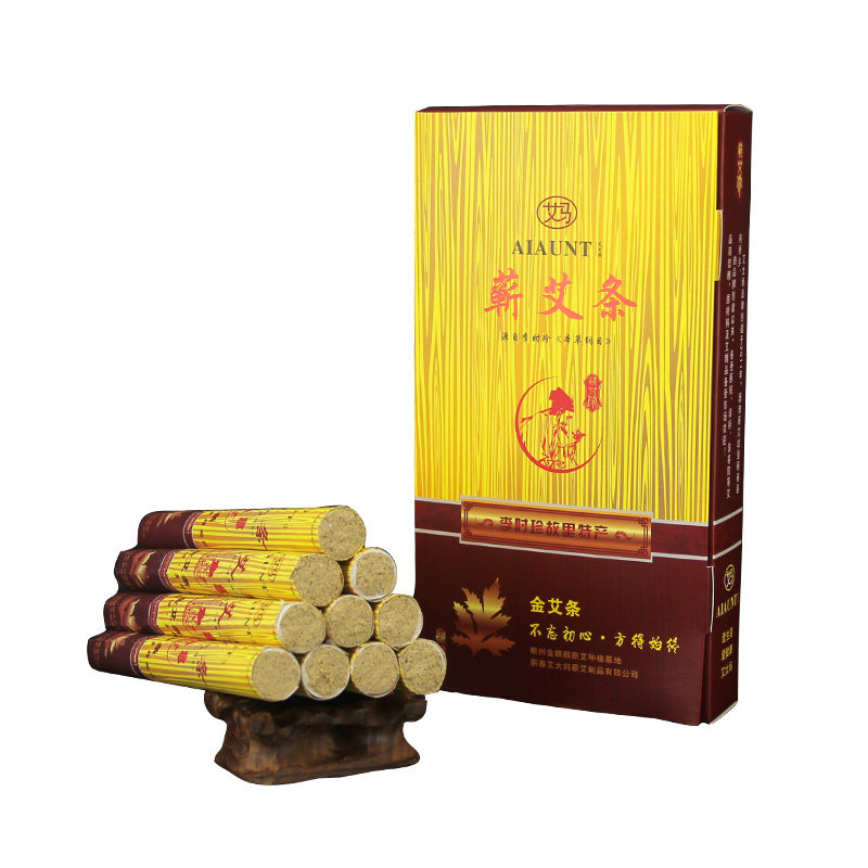 蕲春艾条纯艾正品官方旗舰店靳大妈艾灸柱条棒熏香黄金艾绒艾灸盒