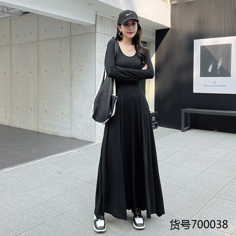 棉海银依|莫代尔拖地长裙大摆感夏季冷淡系内搭气质连衣裙