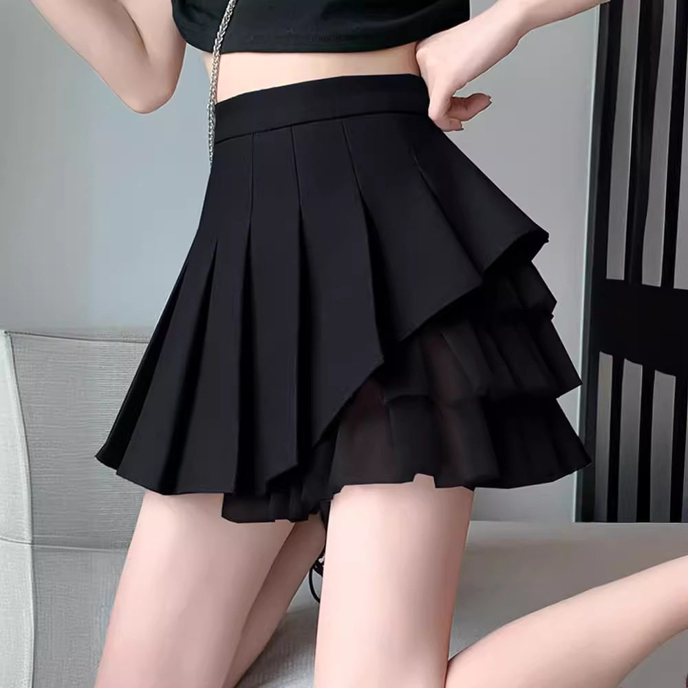 网纱拼接百褶半身裙女2024夏季小个子高腰显瘦防走光a字蓬蓬短裙,女装/女士精品,半身裙,淘宝优惠券,粉丝福利购,淘宝优惠卷