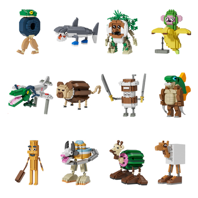 跨境全套AI山海经拼插积木木棍人鲨鱼玩具男生女孩礼物适用于乐高