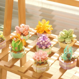 永生花束积木花成人拼图小颗粒拼装女孩系列多肉情人节礼物送女生