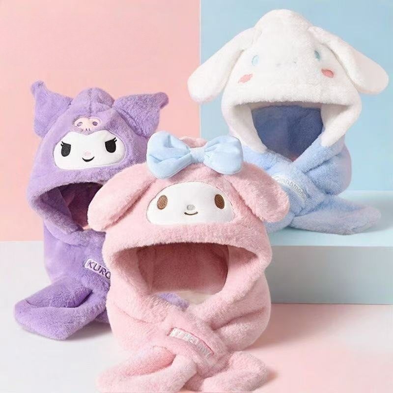 库洛米儿童帽子围巾一体帽可爱护耳帽女童加绒加厚幼儿园公主风,童装/婴儿装/亲子装,围巾,淘宝优惠券,粉丝福利购,淘宝优惠卷