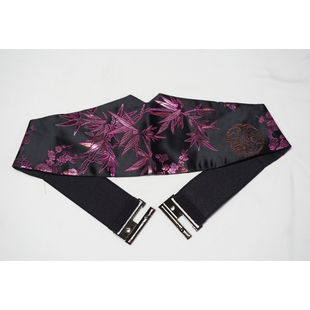 松紧腰复古梅竹绣花腰封国风文艺汉服腰带时尚优雅连衣裙束腰通用