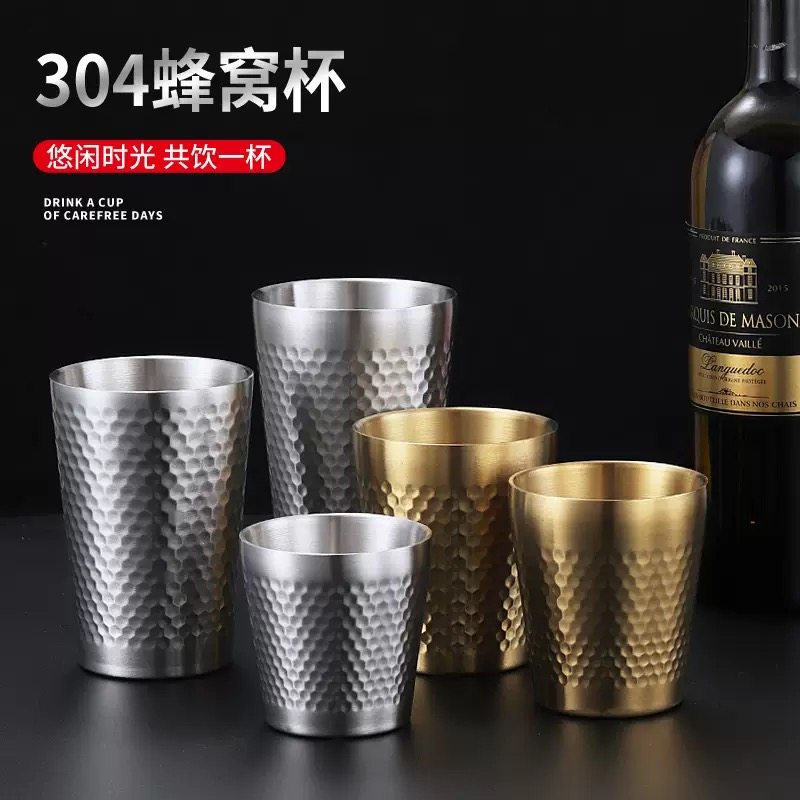 304不锈钢啤酒杯双层锤纹日式酒杯家用杯子饭店餐厅果汁杯冷饮杯,餐饮具,啤酒杯,淘宝优惠券,粉丝福利购,淘宝优惠卷