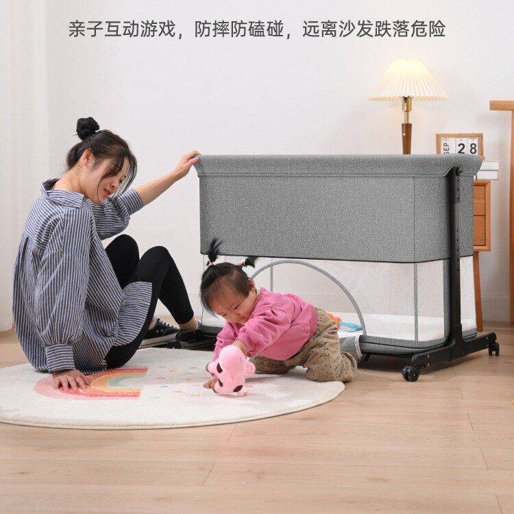 婴儿床可移动拼接bb床边多功能宝宝床亲子游戏床新生儿围栏床欧式
