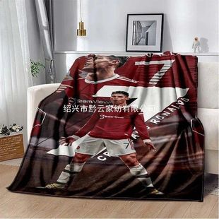 3D打印足球CR7软毛绒毯，法兰绒毯扔毯客厅卧室床沙发野餐盖