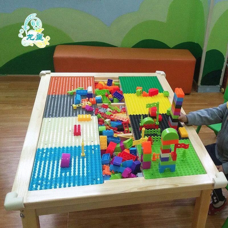 儿童积木桌大小颗粒兼容乐高桌幼儿实木课桌椅儿童桌学习桌木质