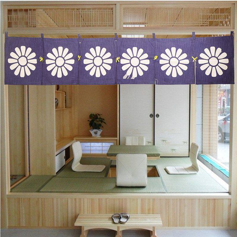 亚麻棉太阳花料理店帘日式门帘日韩料理寿司挂帘和风布艺窗帘批发
