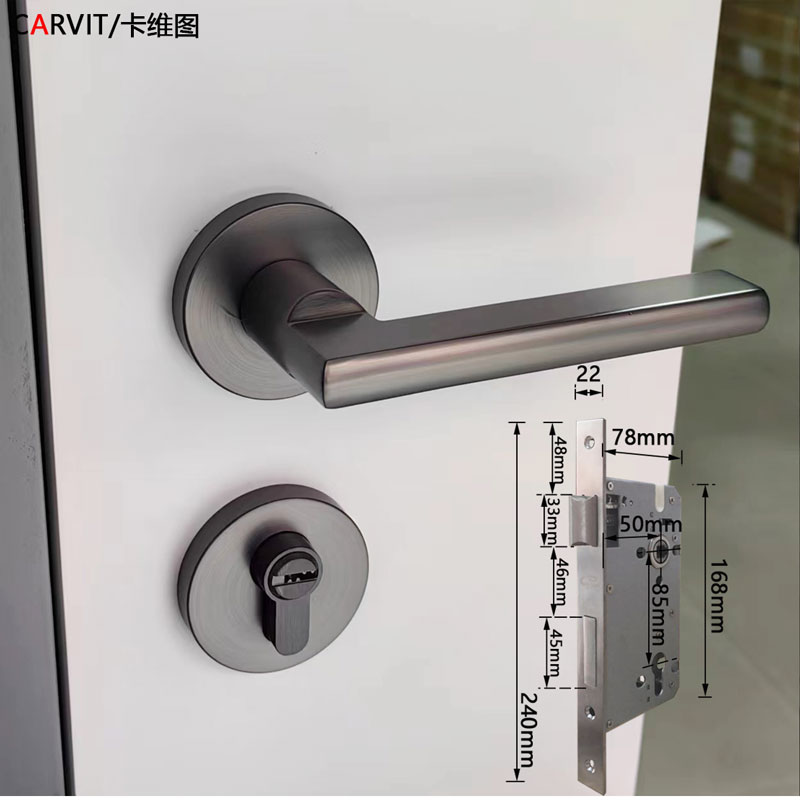 室内门锁8550侧板240mm黑镍灰青古黄古PVD亮金雅镍色木门分体门锁