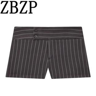 ZA 春季新品 ZR女装 欧美风外贸 时尚细条纹腰身短裤 4341402922