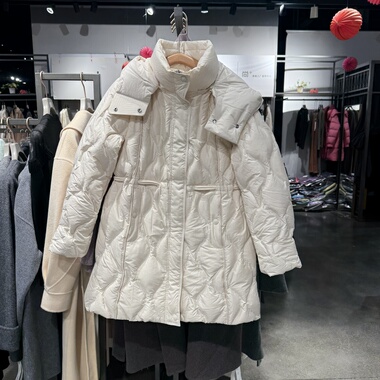 【90鸭绒】彩家X系列24冬女中长款羽绒服可拆卸连帽厚款1735Y