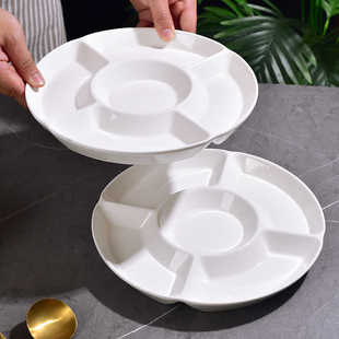 盘子陶瓷酒店餐具特色卤味拼盘五果盘创意拼盘五格盘子圆形水果盘