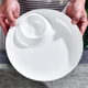 陶瓷菜盘子白瓷欧式 加厚深盘圆形子母盘10寸旦形寿司薯条虾饺盘