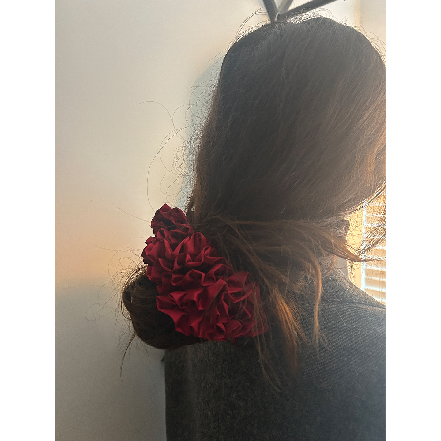 鬼鬼家正品韩代东大门秋冬 法式高级感缎面花边褶皱大肠发圈发饰