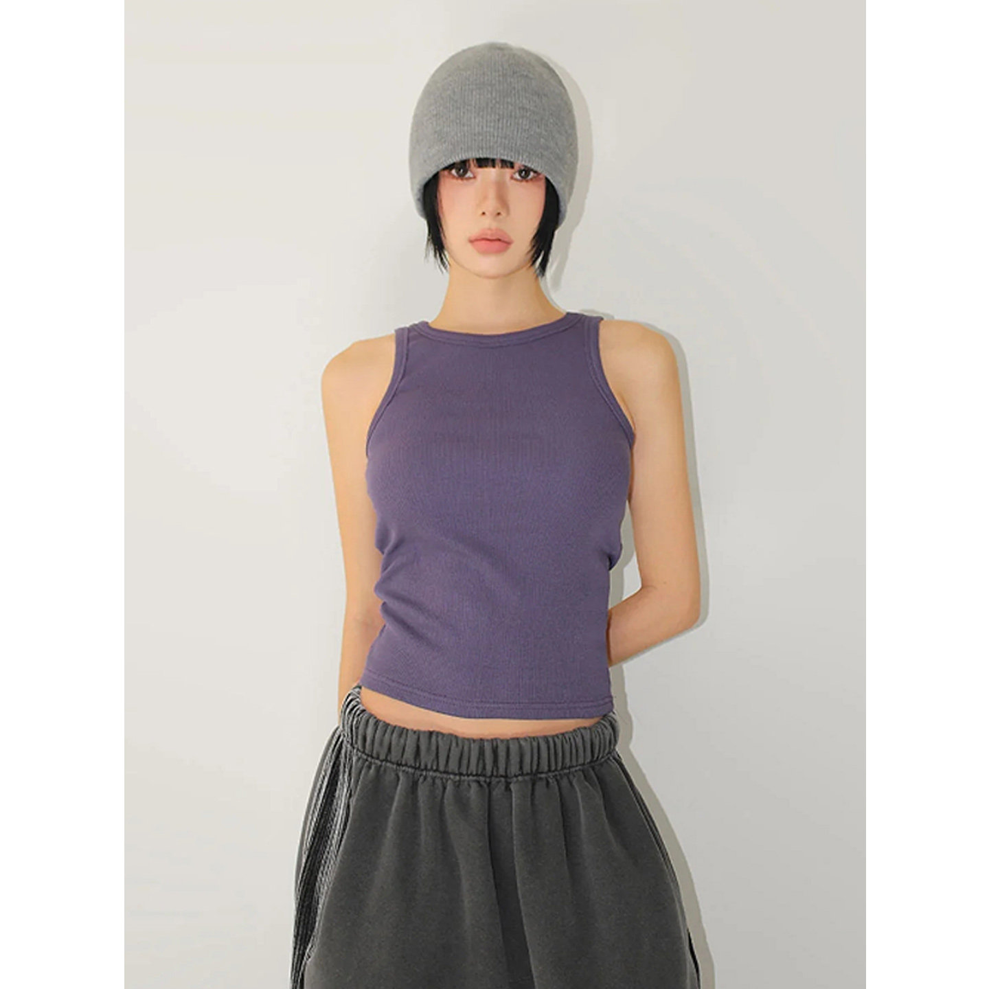 鬼鬼家正品韩代东大门春 基础百搭罗纹环颈背心吊带无袖显瘦T恤女,女装/女士精品,背心吊带,淘宝优惠券,粉丝福利购,淘宝优惠卷