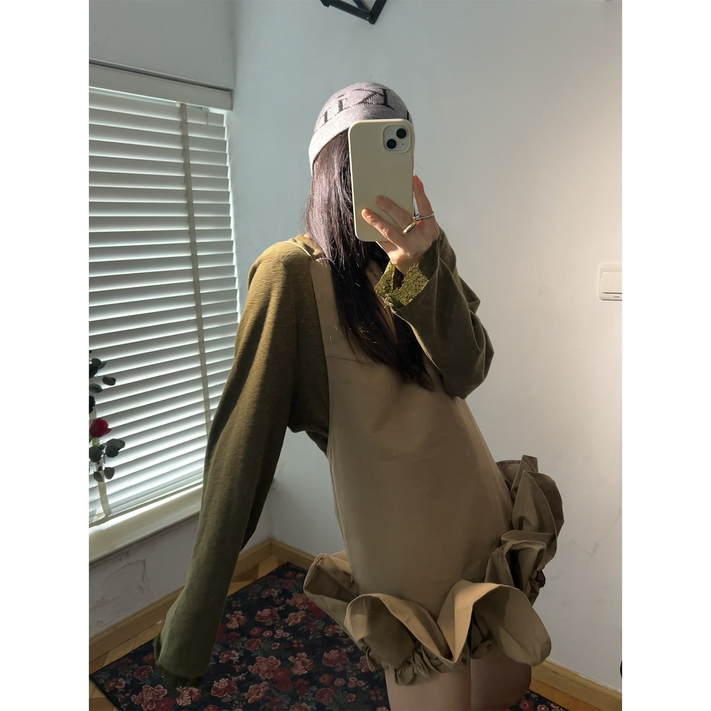 鬼鬼家正品韩代东大门 甜美咸菜色叠穿木耳花边吊带连衣裙吊带裙图片
