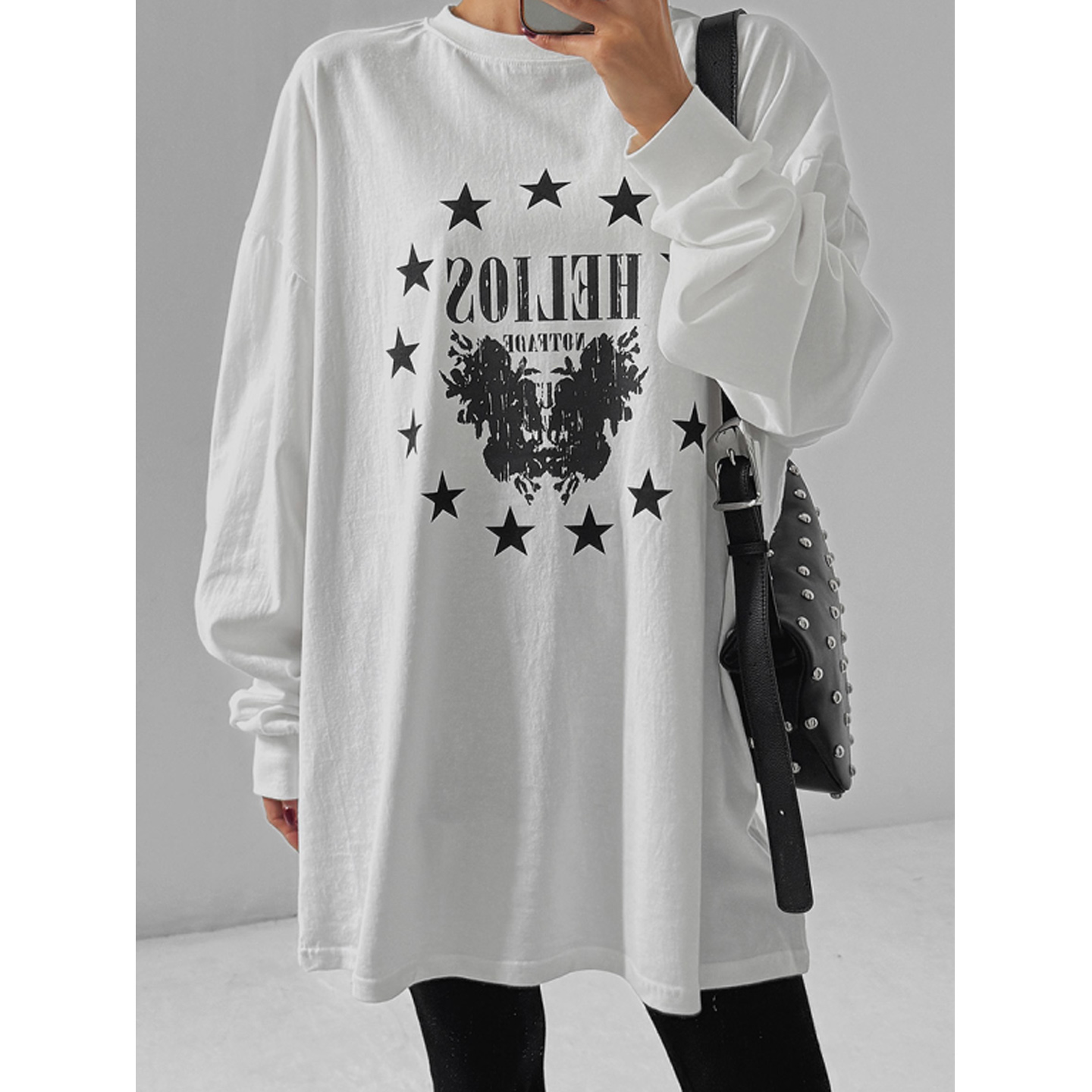 鬼鬼家正品韩代东大门秋 girl宽松休闲纯棉中长款男女通用长袖T恤