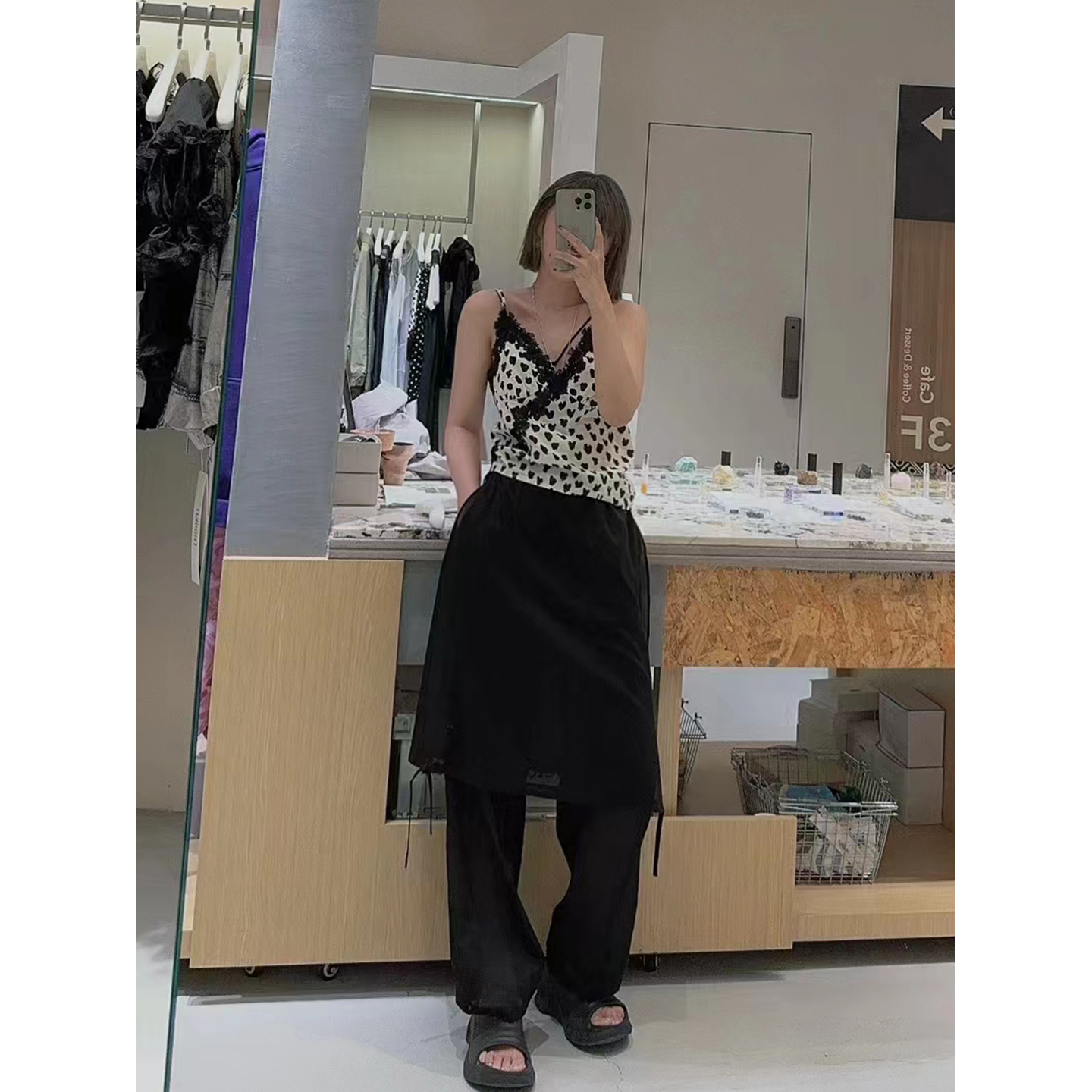 少量现货自制25夏抽带松紧腰假两件裙裤显瘦棉纱透气垮裤百搭时髦