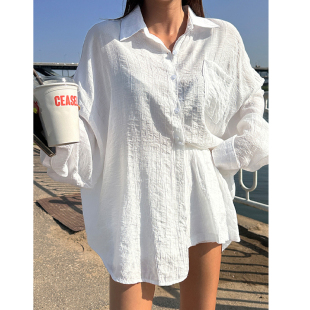 鬼鬼家正品 25夏girl輕薄透氣翻領(lǐng)系扣襯衫 松緊腰短褲 韓代東大門