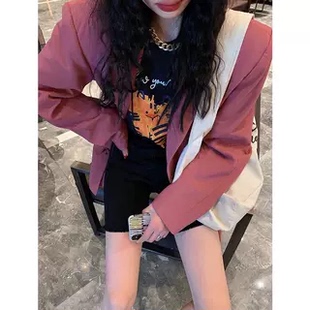 少量现货韩国东大门正品代新春王炸百搭小黑裤骑行短裤磨边牛仔裤