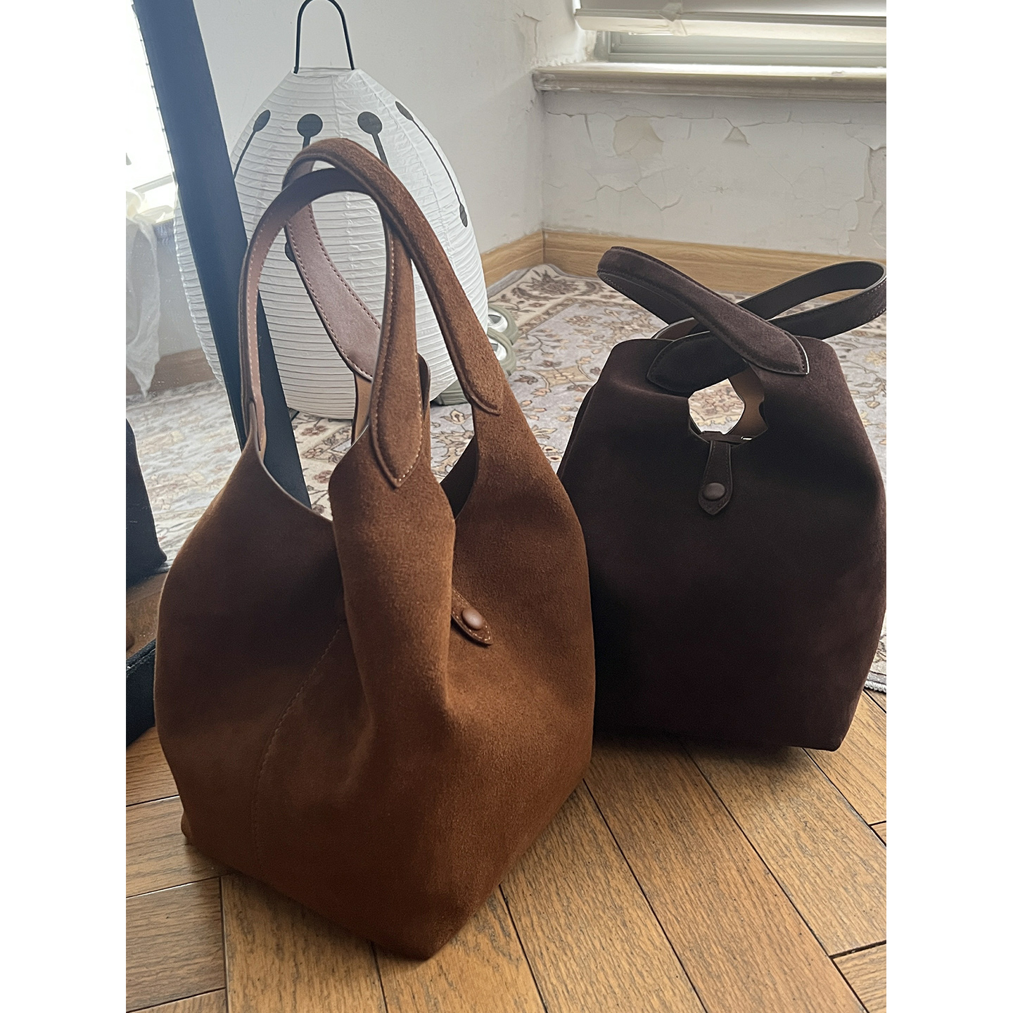 鬼鬼家 正品韩代东大门秋冬 高级质感牛皮手提单肩斜挎包水桶包女