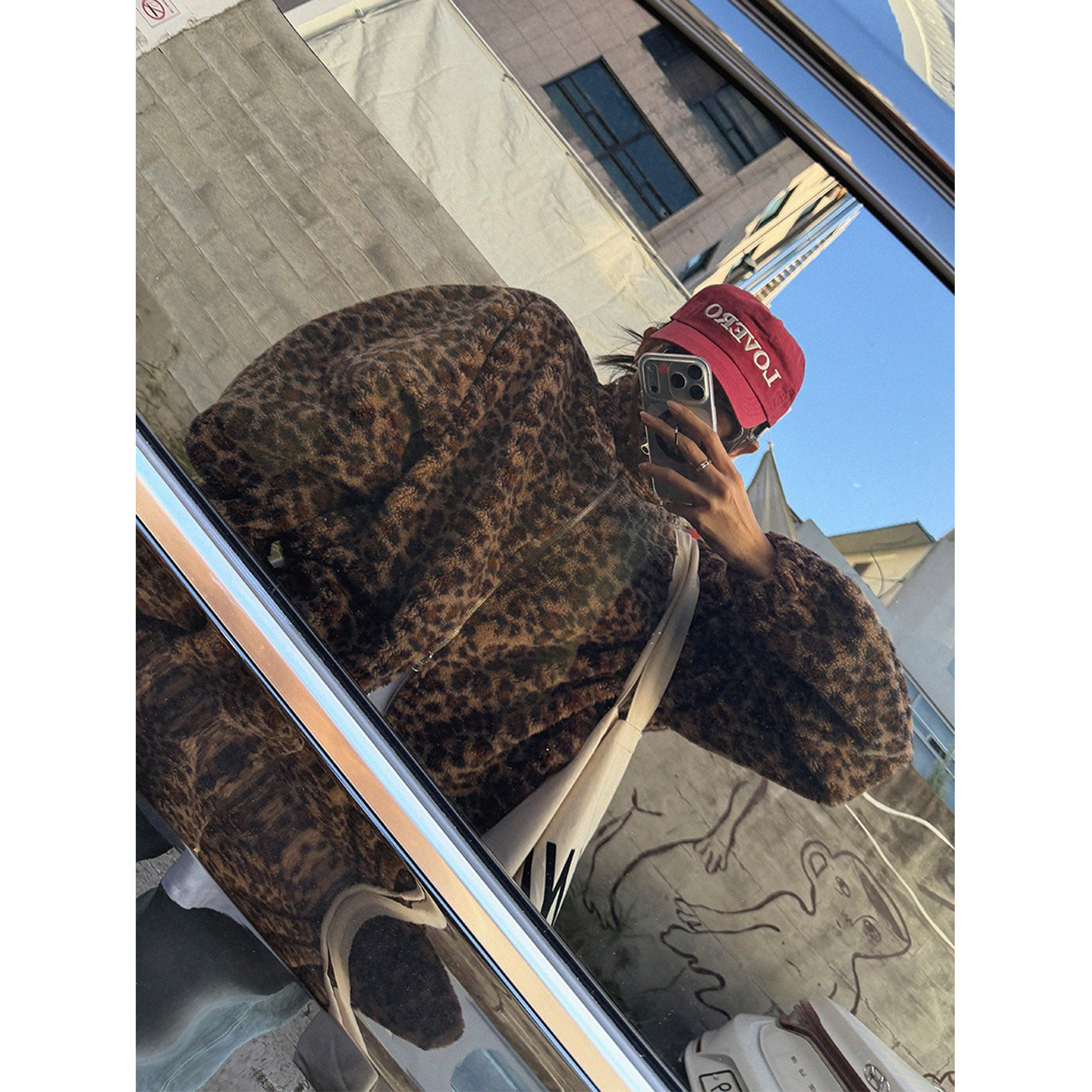 鬼鬼家正品韩代东大门秋冬 时髦复古豹纹双拉链立领毛毛短外套女