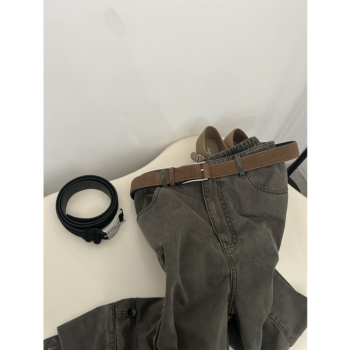 鬼鬼家正品韩代东大门夏 高级感百搭宽腰带银色简约方扣牛皮腰带