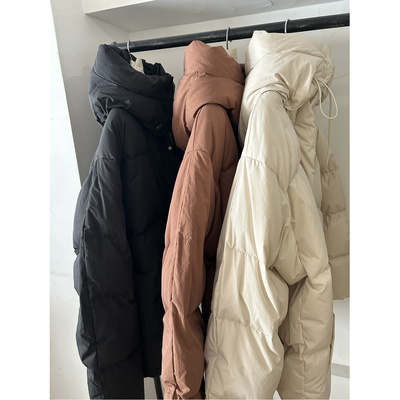 鬼鬼家正品韩代东大门春 90鹅绒厚实保暖连帽可拆卸面包服羽绒服