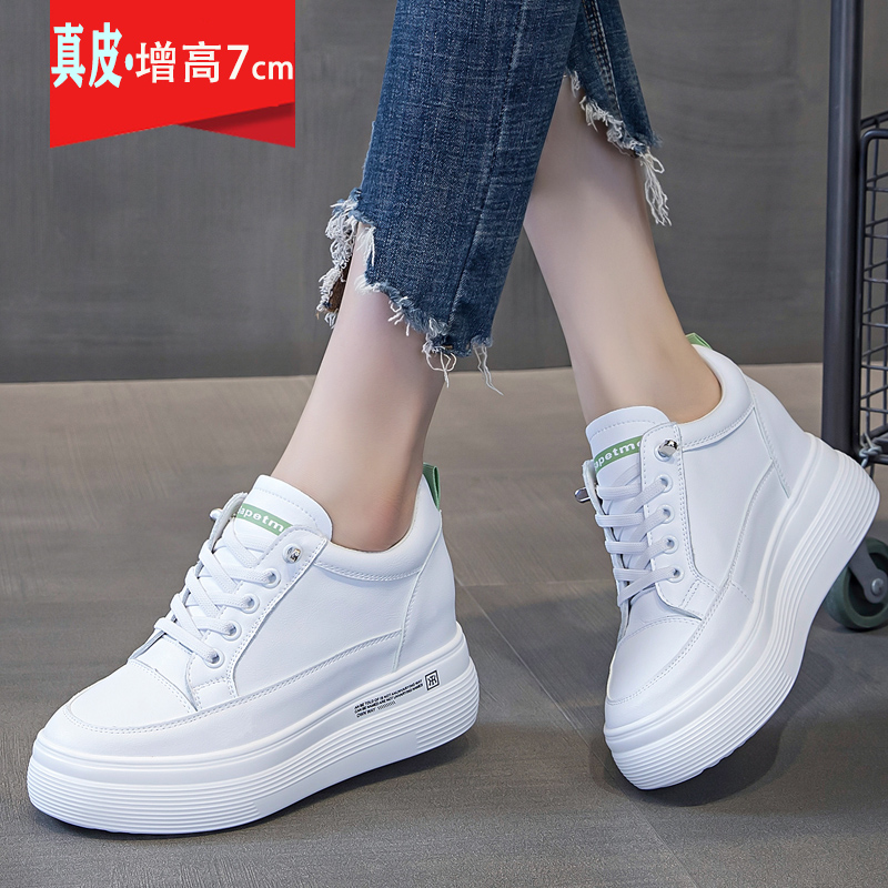 内增高透气网鞋女轻便厚底小白鞋
