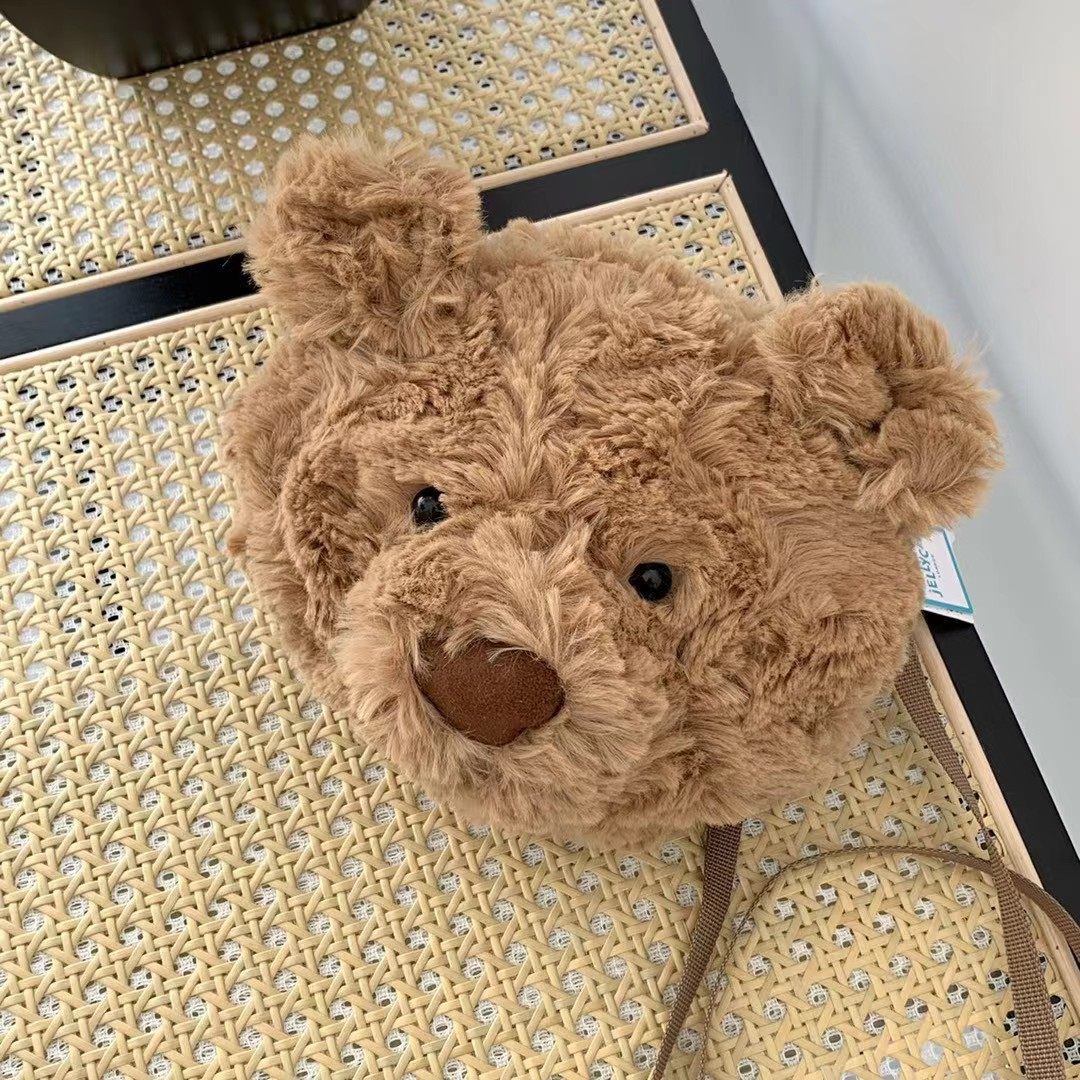 国产jellycat nip旗下jelly熊头包包斜挎包新品可爱毛绒玩具熊包