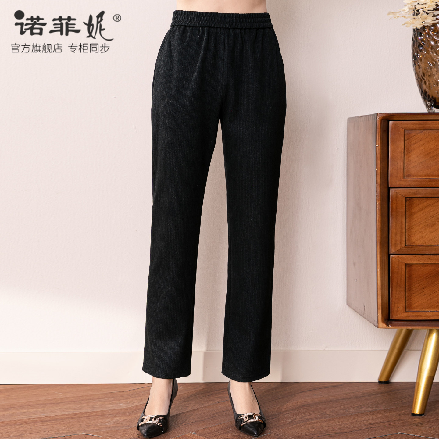 中年女装2026春装新款时尚舒适松紧腰妈妈长裤休闲百搭弹力女裤子