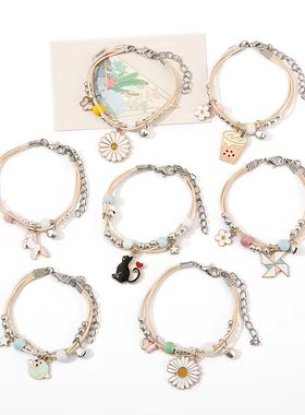 2025新款创意流行手链女卡通编织陶瓷首饰闺蜜情侣学生小礼物饰品