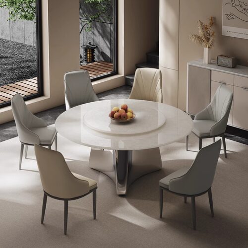 真奢石广东南轻奢餐桌圆形大别墅