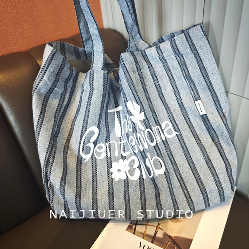 春夏日韩风大容量单肩帆布托特包