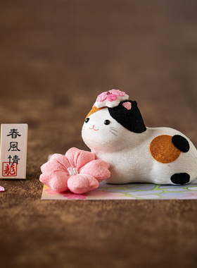 日本进口龙虎堂日式桌面可爱猫咪小摆件创意陶手工装饰情侣礼物