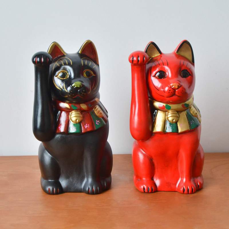 日本进口濑户烧大正复古招财猫咪摆件陶瓷工艺品装饰礼物乔迁礼物