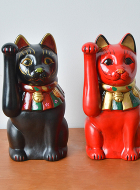 日本进口濑户烧大正复古招财猫咪摆件陶瓷工艺品装饰礼物乔迁礼物