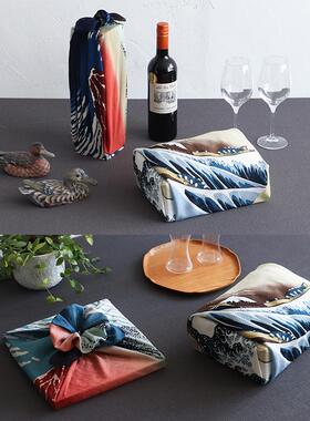 日本进口日式复古隅田川风吕敷经典浮世绘敷巾神奈川冲浪里包袱巾