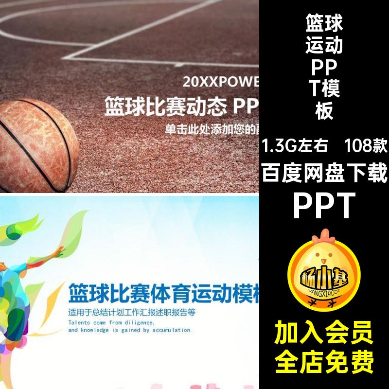 108款篮球运动PPT模板学生社团球员简介方案策划大招新比赛NBA