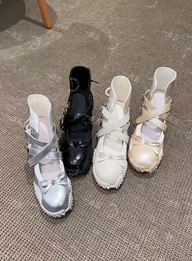 一点五增高11CM凉鞋2025夏新款芭蕾高跟甜美经典色时装女鞋