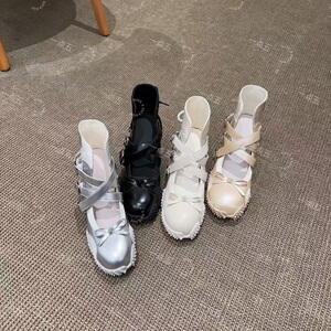 一点五增高8.5-11CM凉鞋2025夏新款芭蕾高跟甜美经典色时装女鞋