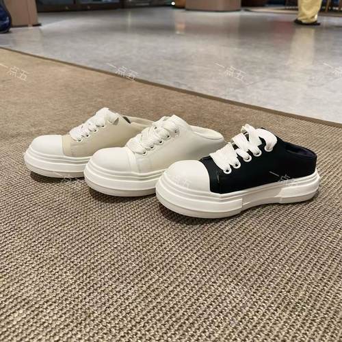 一点五隐形增高8CM女鞋夏季新款踩拖真皮鞋经典圆头百搭男女同款