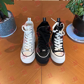 隐形增高13CM高端定制女鞋 男女同款 夏季 真皮帆布鞋 新款 顾茜茜同款