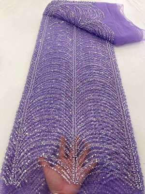 特价重工亮片绣面料珠管绣网纱婚纱礼服布料 guipure lace fabric