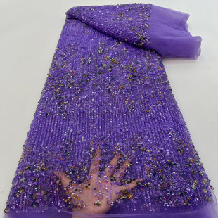lace 重工珠管珠片绣泡珠绣蕾丝花边辅料婚纱礼服亮片面料beads