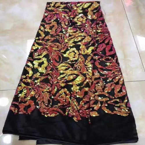 5yards french tulle lace fabric senior高档欧美网纱绒底珠片绣