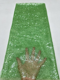 欧美高端满幅管珠网纱刺绣面料连衣裙婚纱晚礼服亮片绣花布料lace