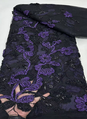 新款亮片绣面料蕾丝刺绣礼服舞台时装布料旗袍批 Flannel fabrics