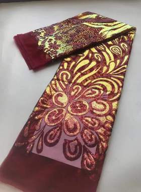 婚纱亮片网纱蕾丝绣珠片网布礼服面料Sequin Lace Fabric 新款