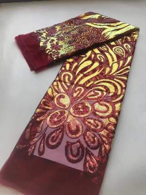 婚纱亮片网纱蕾丝绣珠片网布礼服面料Sequin Lace Fabric 新款